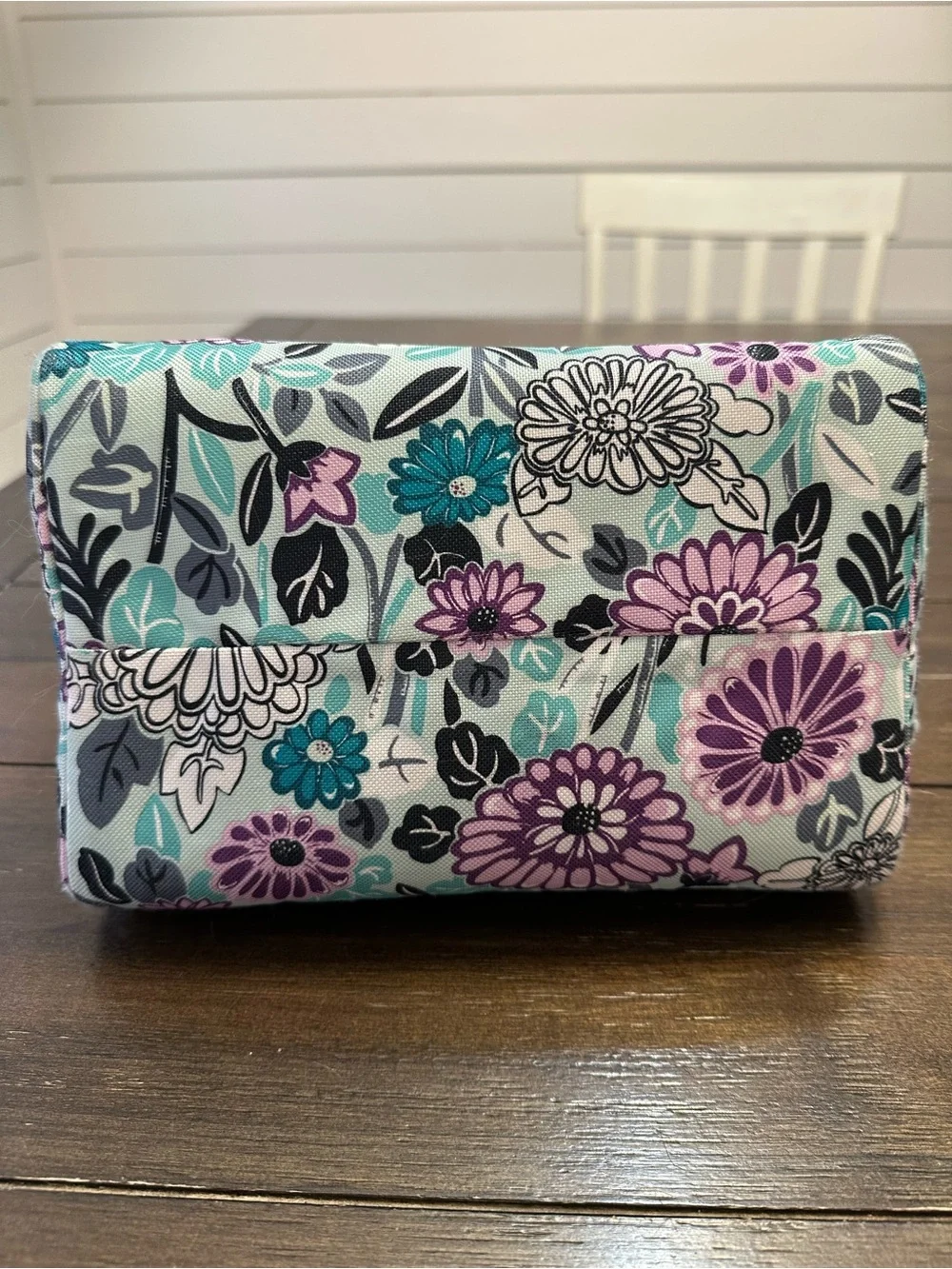 Vera Bradley Floral Lunch Tote in Light Blue and Purple with Hedgehogs
